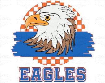 Mascota de las Águilas Azules y Naranjas PNG: Diseño de espíritu escolar (Descarga digital)