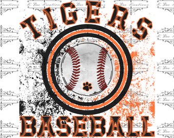 Tigers Baseball PNG: Schwarz und Orange Digitales Design (Digitaler Download)