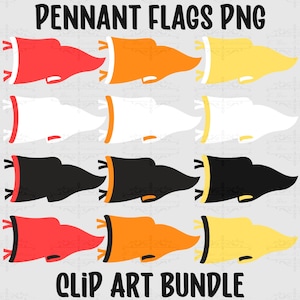 Pennant Flag Clipart PNG Bundle: School Spirit & Sports Designs (Digital Download)