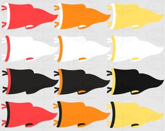 Pacote de Clipart de Bandeira de Flâmula PNG: Espírito Escolar e Designs Esportivos (Download Digital)