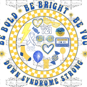 Down-syndrom Bewusstsein PNG für Sublimation, Down-syndrom starker digitaler Download, The Lucky Few Digital Design, Trisomie 21 Sublimation PNG