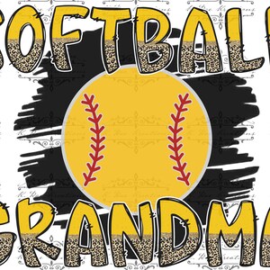 Softball Grandma PNG: Black, Yellow & Gold Team Spirit (Digital Download)