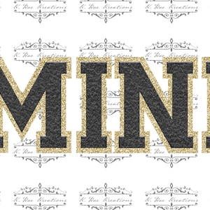 MINI PNG para sublimación / Regalo del día de la madre / Diseño de camiseta de chenilla sintética negra y dorada / Listado de MAMA disponible / Png digital infantil a juego