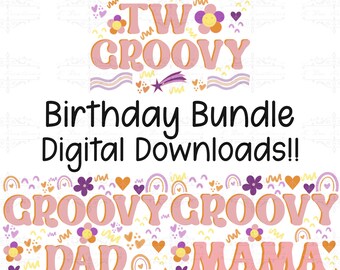 Dos geniales paquetes PNG de cumpleaños: Mamá, Papá y segundo cumpleaños (descarga digital)