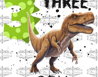Three Rex Birthday Shirt PNG: Dinosaur 3rd Birthday (Digital Download)