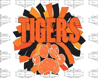 Tigers jubeln PNG: Schwarz & Orange Pfotenabdrücke (Digitaler Download)
