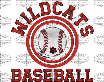 Wildcats Baseball PNG: Red, White, and Black Team Spirit (Digital Download)