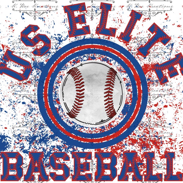 US Elite Baseball PNG for Sublimation, Red, White, and Blue Baseball team colors, Baseball Team Spirit digital download, Custom team design