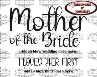 Mother of The Bride PNG - Wedding Tee Design (Digital Download)