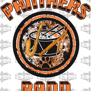 Panthers Band PNG: Black and Orange Marching Band Design (Digital Download)