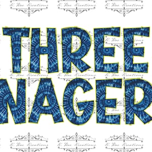 Threenager Tie Dye PNG: 3rd Birthday Shirt Design (Digital Download)