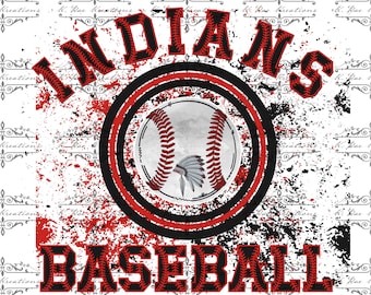 Indians Baseball PNG: Red & Black Team Spirit Design (Digital Download)