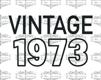 Vintage 1973 - 50e verjaardag shirtontwerp, png (digitale download)