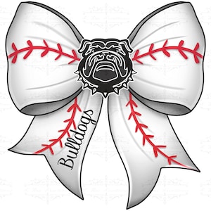 Bulldogs Baseball Coquette Bow: Bulldog Pride PNG (Digital Download)
