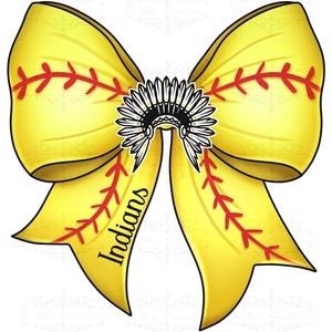 Indians Softball Coquette Bow: Sublimation Design (PNG)