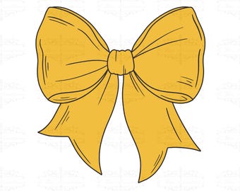 Gold Coquette Bow Clipart: Yellow Digital Design (PNG)