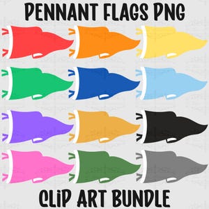 Pennant Flag Clipart PNG Bundle: School Spirit Digital Design Assets (Digital Download)