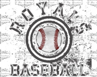 Royals Baseball PNG: Charcoal Gray Splatter Design (Digital Download)