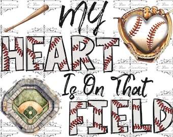 Mon coeur est sur ce terrain PNG : Sublimation de maman de baseball (téléchargement numérique)