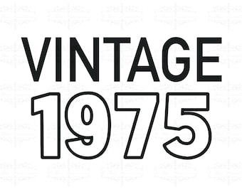 Design de camisa vintage de aniversário de 1975 PNG (download digital)