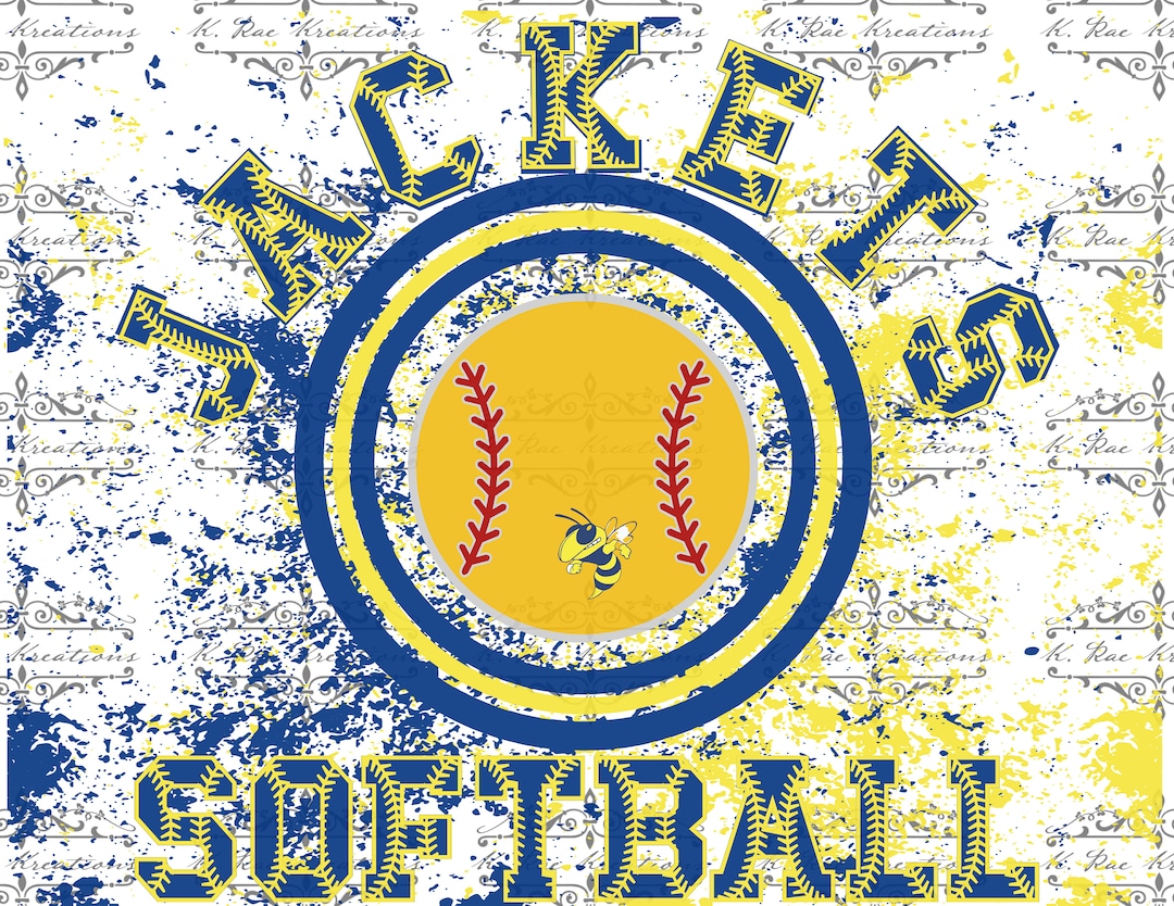 Jackets Softball PNG for Sublimation, Blue and Yellow Digital Download