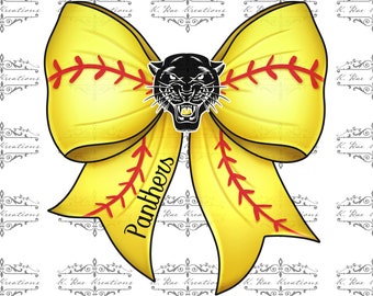 Panthers Softball Coquette Bow PNG: Sublimation Design (Digital Download)