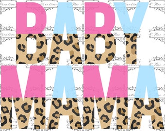 Baby Mama PNG voor sublimatie, Zwangerschap aankondiging Digitale Download, Gender Reveal Digital Design, Mama T-shirt PNG