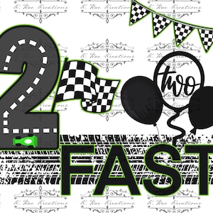 Two Fast Birthday PNG: Race Car 2nd Birthday Design (Digital Download)