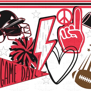 Red and Black Football Pride PNG: Game Day Design (Digital Download)