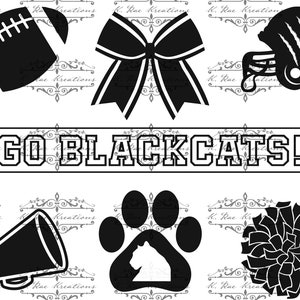 Go Blackcats PNG + SVG, Football and Cheer team spirit design, Digital Download, Blackcat Pride Cut File, Blackcat digital design, Go cats