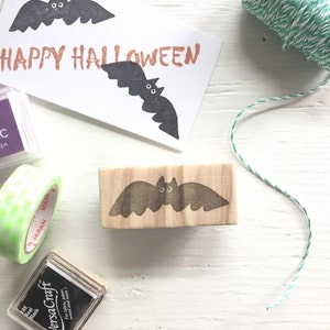 Tampon d'Halloween, petite chauve-souris, papier artisanal, cartes de vœux