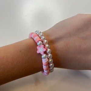 Pink Pearly Star Bracelet Set