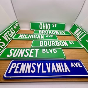 Custom 3D Printed Street Sign – Personalized Mini Sign – Indoor Decor, Desk Nameplate, Room Sign – Unique Gift Idea (10” x 2”)