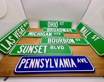 Custom 3D Printed Street Sign: Personalized Desk & Room Decor (10” x 2”)