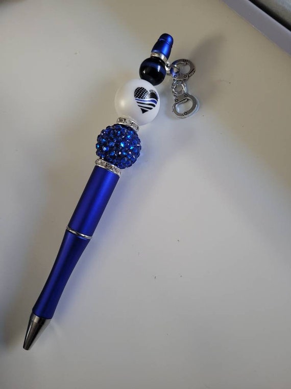 Thin Blue Line Beaded Pen