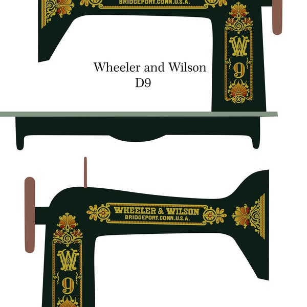 Wheeler and Wilson D9 sewing machine waterslide decals