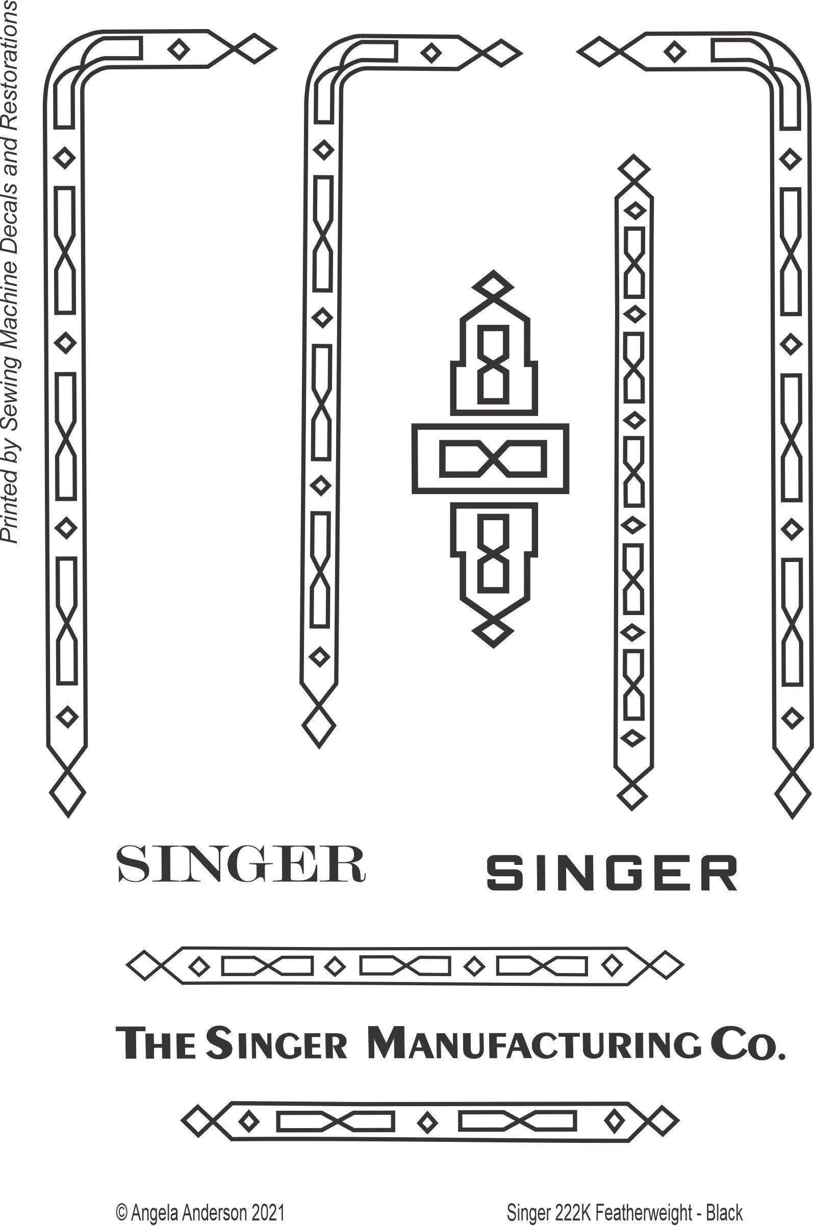 Singer 222K Featherweight Sewing Machine Waterslide Decals Etsy
