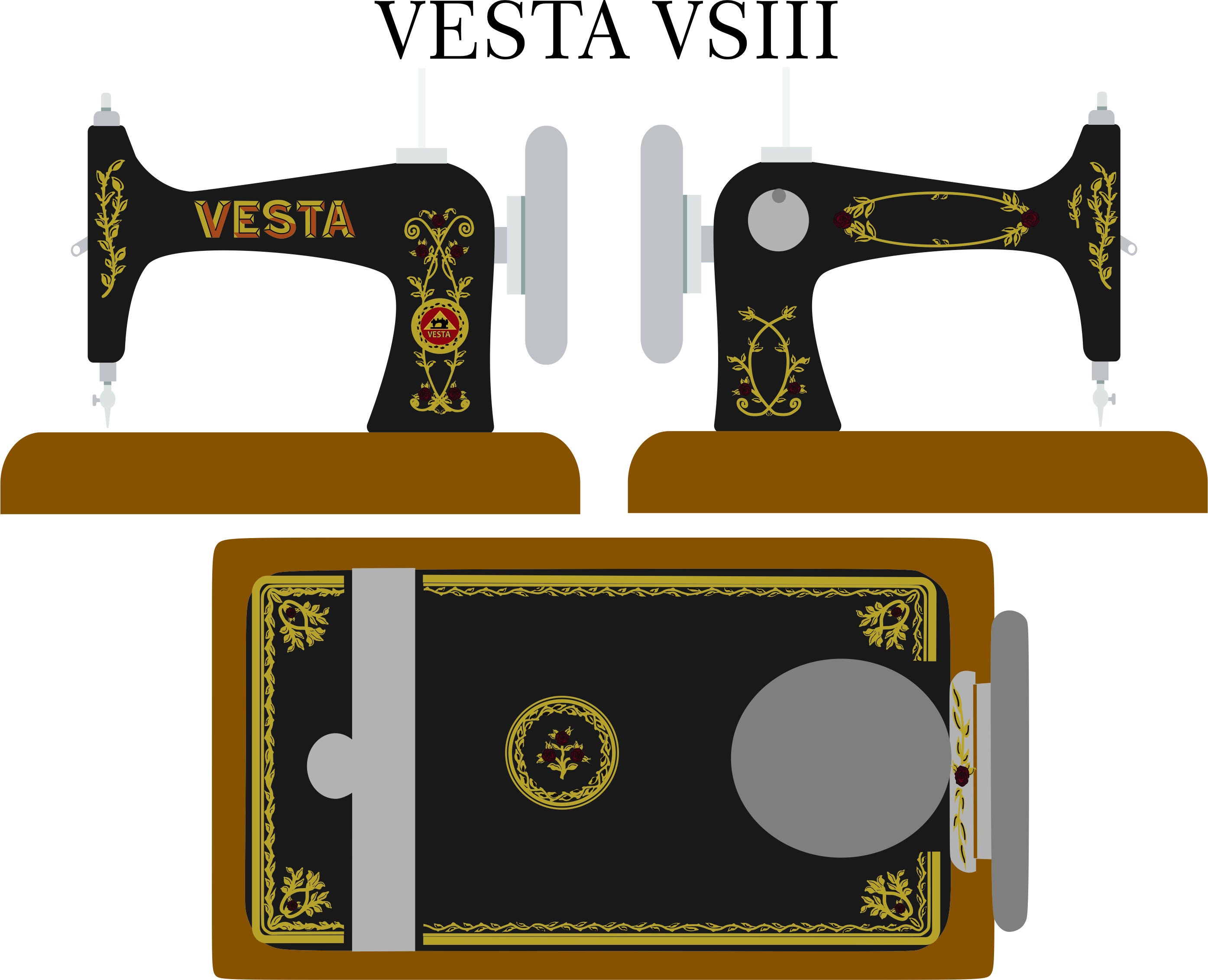 Vesta VSIII sewing machine decals
