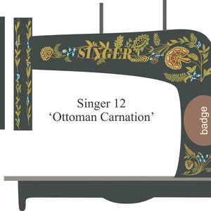 Singer Class 12 ‘Ottoman Carnation’ - sewing machine waterslide decals