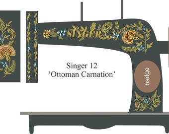 Singer Class 12 'Ottoman Carnation' - calcomanías de tobogán acuático de máquina de coser