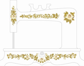 Neu National Sewing Machine Waterslide Decals (goldfarben)