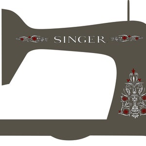 Singer 99K 'Filigree'  White with Red Sewing Machine Waterslide decals