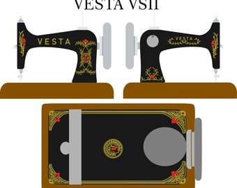 Vesta VSII Nähmaschine mit Wasserschiebefolie Abziehbilder