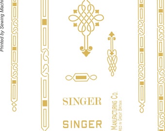 Singer 221K Featherweight Sewing Machine Waterslide Decals - GOLD