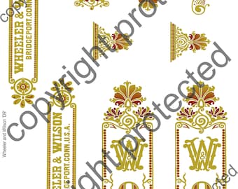 Wheeler and Williams Nähmaschine D9 Nähmaschinen mit Wasserschiebefolie Abziehbilder