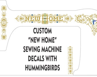 Custom - Neues Zuhause mit Kolibri Nähmaschine Abziehbilder