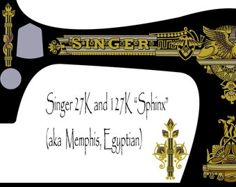 Singer 27K and 127K 'Sphinx' (Aka Memphis or Egyptian) Sewing Machine Waterslide decals