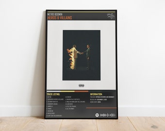 Metro Boomin - Álbum de música HÉROES Y VILLANOS - Impresión musical - Póster vintage - Póster de portada de álbum - Arte de pared - Regalos para él