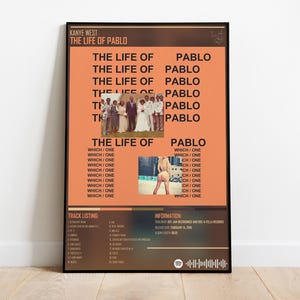 KANYE WEST - The Life Of Pablo Music Album - Digital print - Music Print - Vintage Poster - Album Cover Poster - Wall Art - Gifts for him
