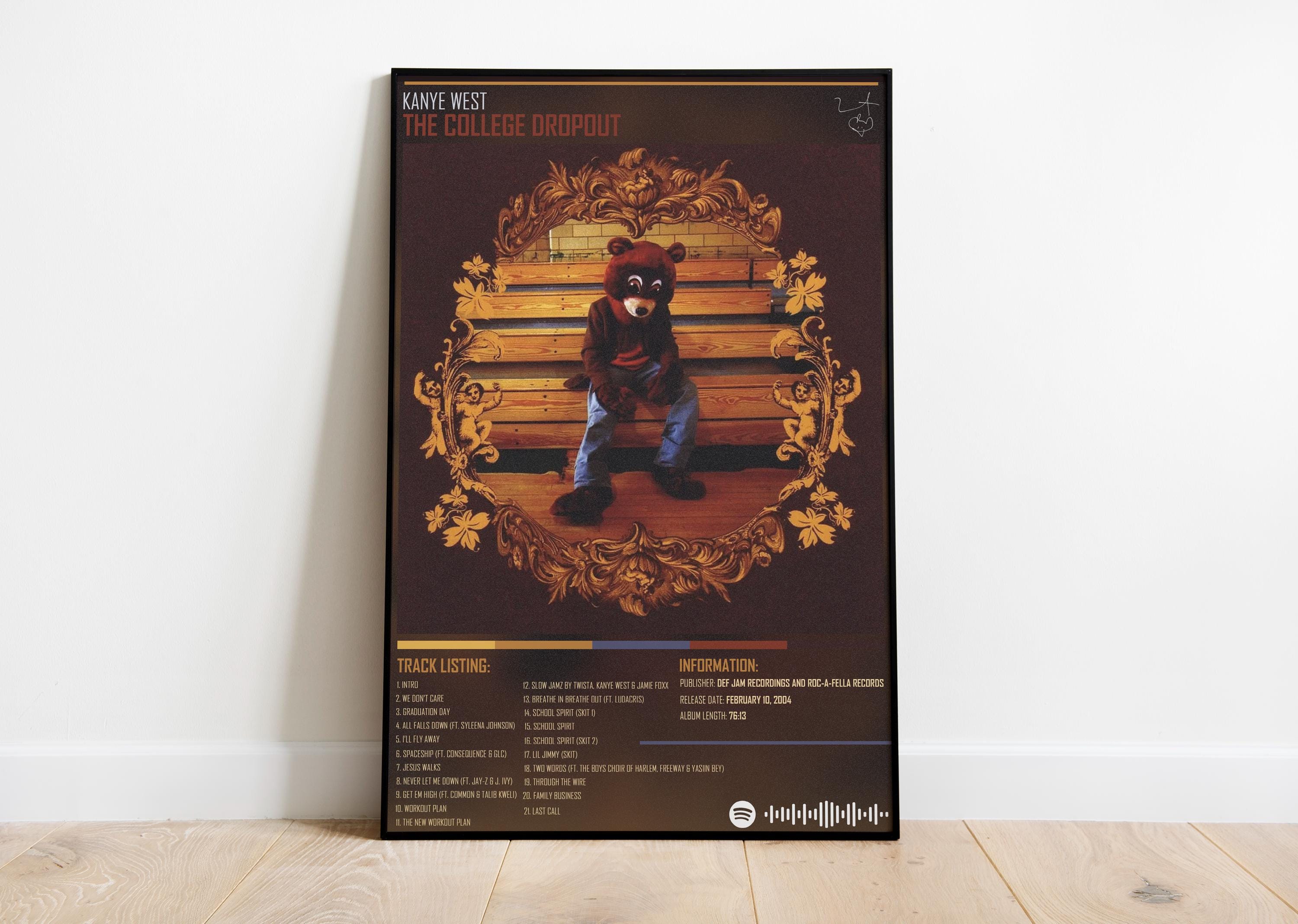 KANYE WEST - The College Dropout Music Album - Digital print - Music Print - Vintage Poster - Album Cover Poster - Wall Art - Gifts for him